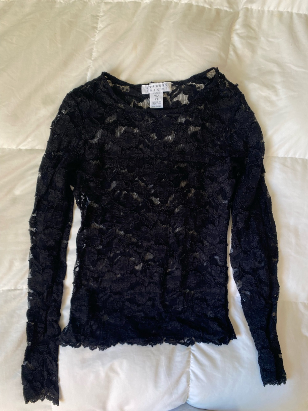 Express Black Lace Long Sleeve Top